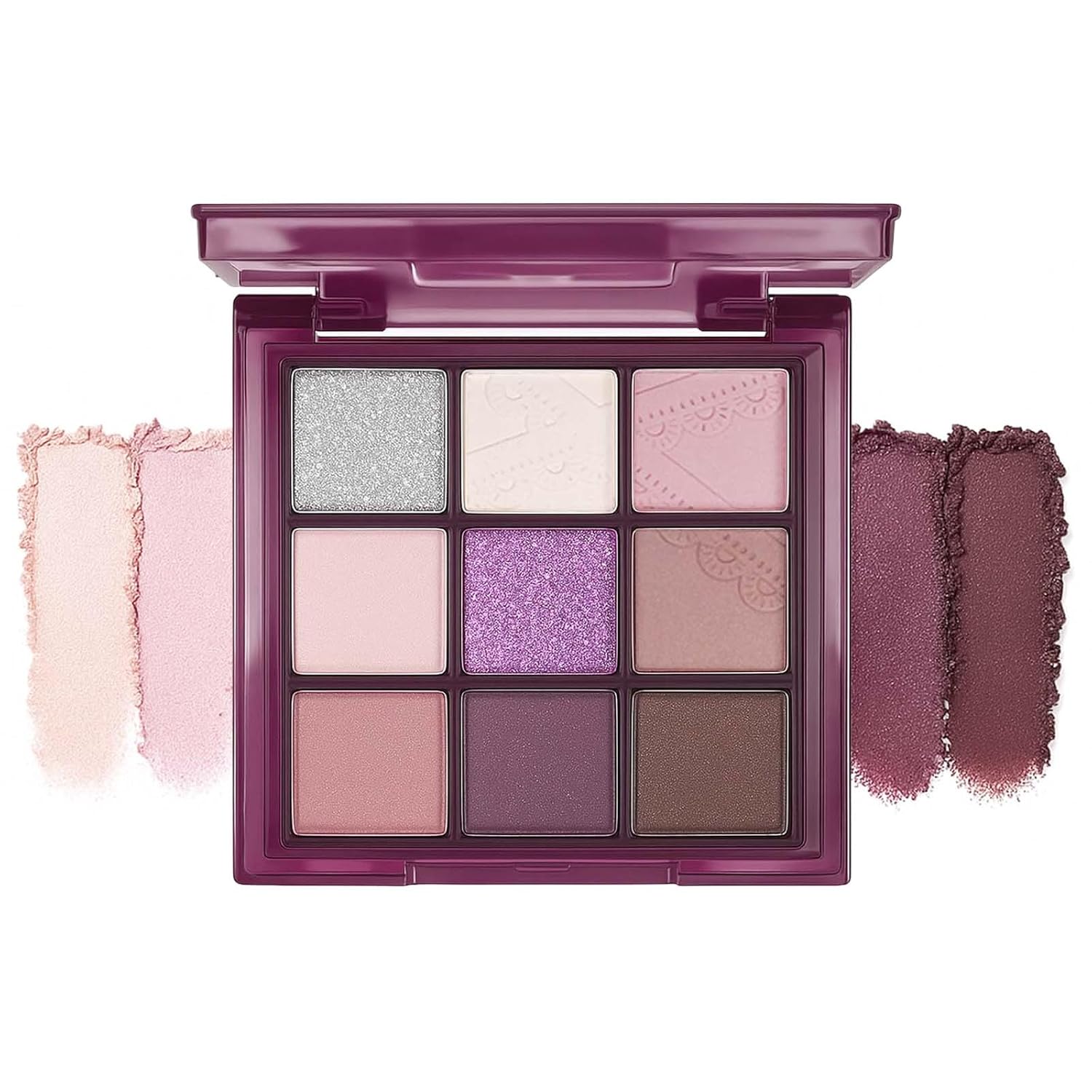 K’APEINE 9 Colors Eyeshadow Palette, Purple Glitter Pink Matte Eye Shadow Brown Nude Eye Makeup Palette Shimmer Sparkly Eyeshadow Kit for Women Cosplay Halloween Ursula Witch Costume Parties-purple