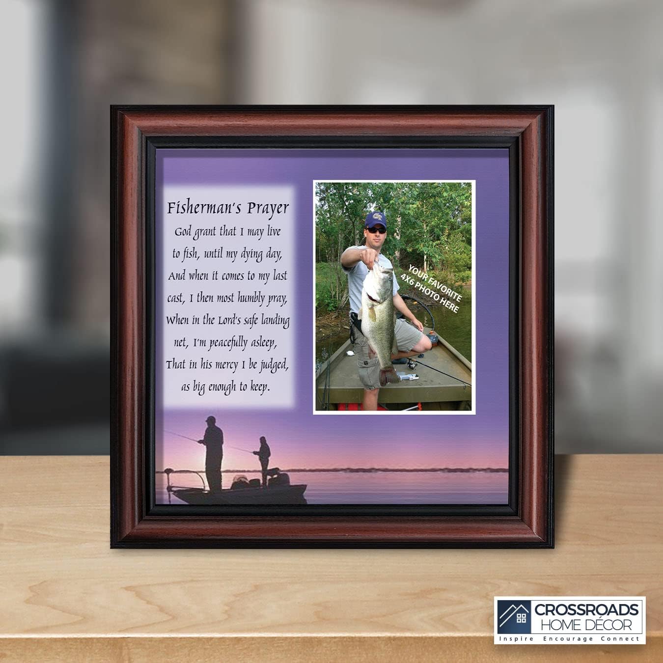 Crossroads Home Décor Fisherman's Prayer, Personalized Fishermen's Gifts, Fishing Decor Picture Frame 9701W