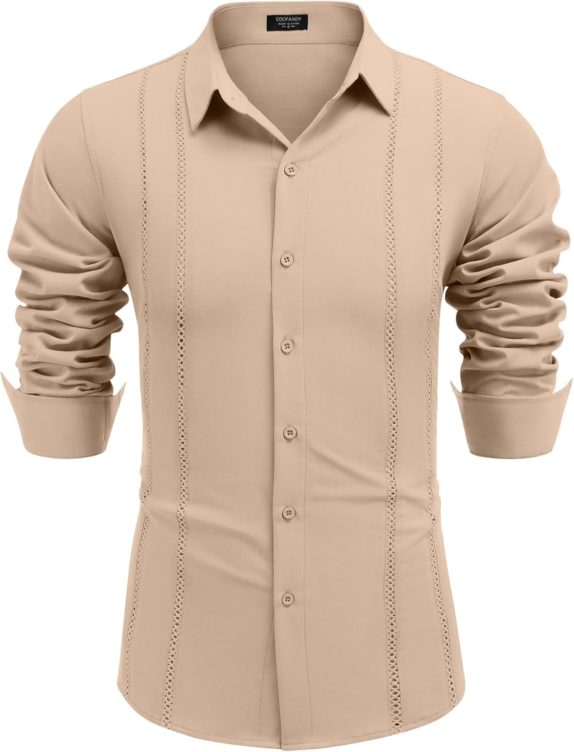 COOFANDY Mens Cuban Guayabera Shirt Casual Button Down Shirts Long Sleeve Summer Beach Shirts - Image 5
