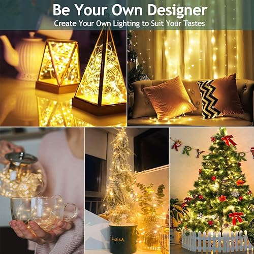 Miniatura 6 de ANGSKALSA Guirnalda de luces con pilas, 20 luces LED de 7 pies con temporizador, luces parpadeantes para interiores para decoración del hogar,