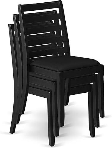 Miniatura 15 de X1P6T24 Silla de comedor con tela de poliéster negro y respaldo tapizado, alambre cepillado acabado negro,