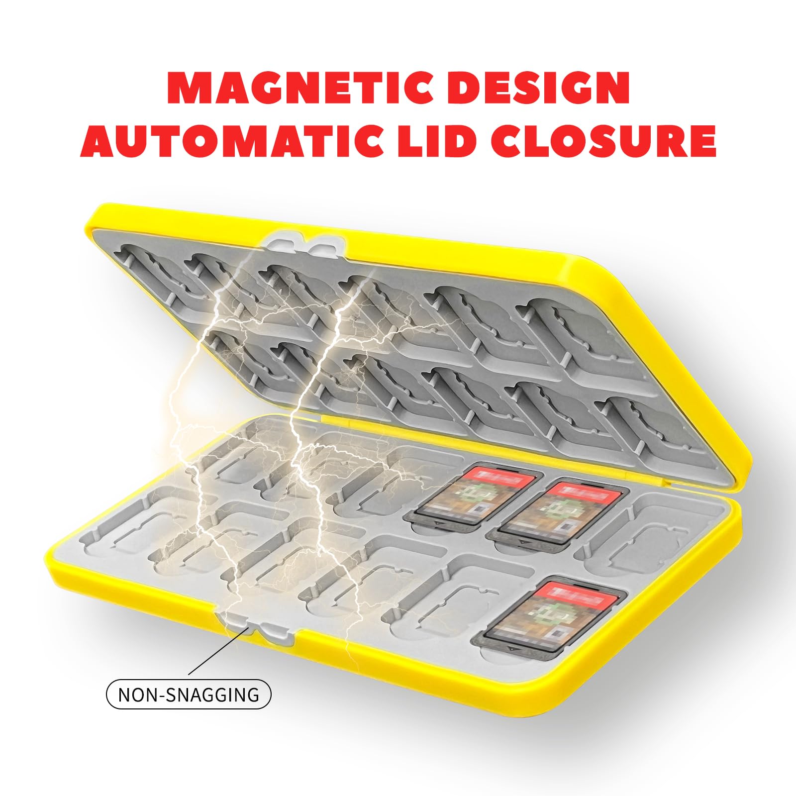 doepeBAE Custodia per Schede di Gioco, Custodie Giochi Switch, Switch Game Card Case, Scatola per Carte con Fodera in Silicone, Con 24 Slot per Cartucce di Gioco e 24 Slot per Schede SD (24C) - 4