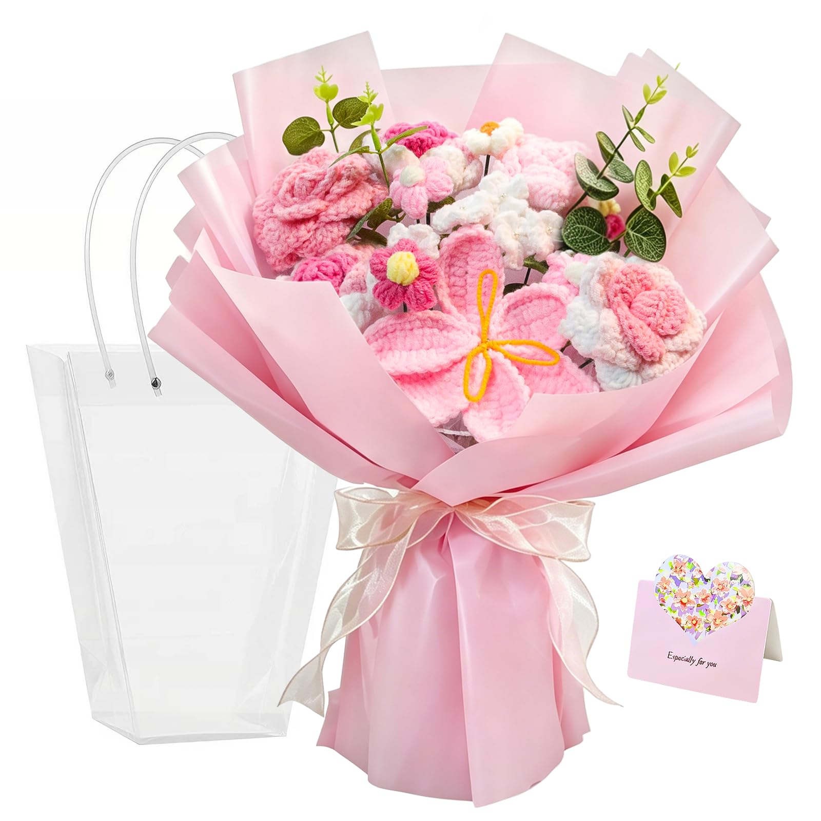 Bouquet de fleurs en crochet rose : cadeau anniversaire et mariage