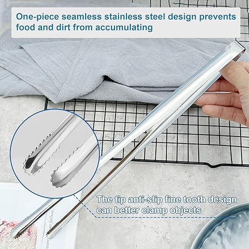 Miniatura 6 de Beatcreat Pinzas de cocina, pinzas para parrilla, pinzas de cocina de acero inoxidable, pinzas de cocina, pinzas de alimentos, pinzas para servir,