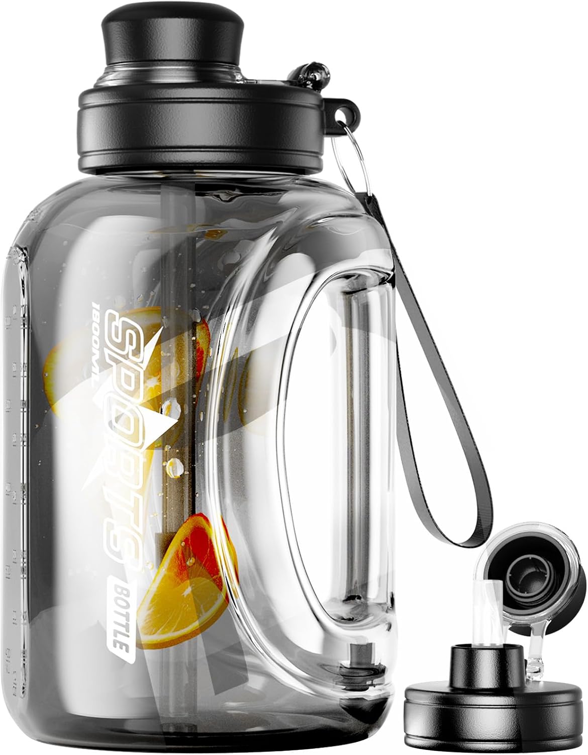 Doseno Large 95 OZ Water Bottle with Straw, Portable Handle, BPA Free, Eco-Friendly, Perfect for Sports and Fitness