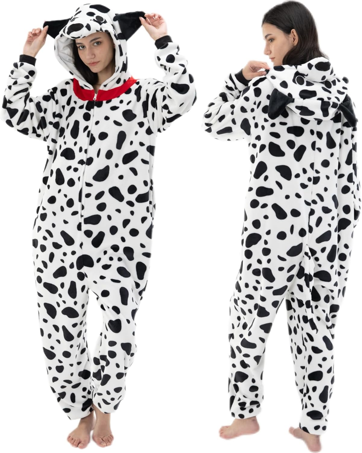 Snug Fit Unisex Adult Onesie Pajamas, Flannel Animal Cosplay One Piece Halloween Costume hooded Sleepwear Homewear