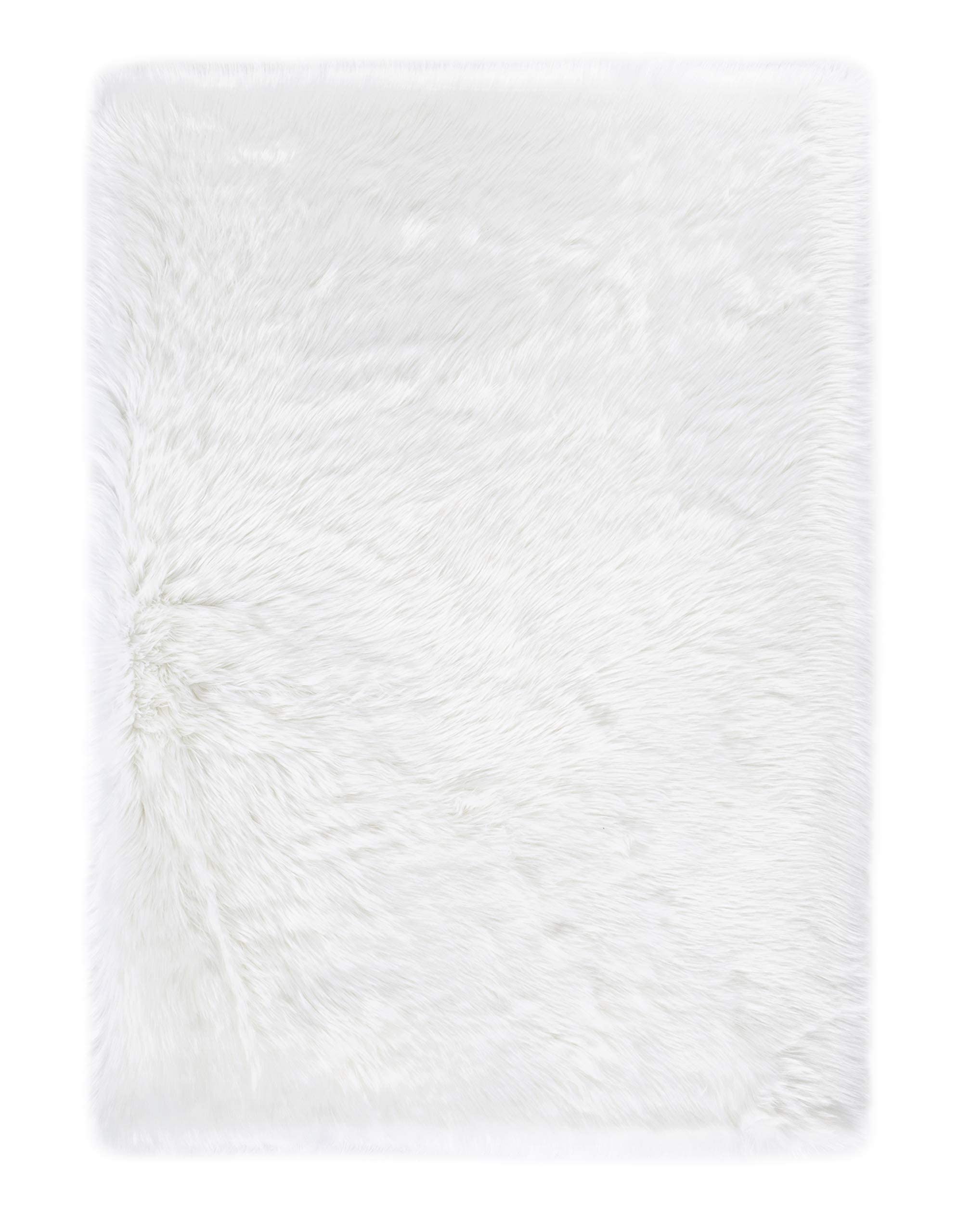 Tapis Shaggy, Tapis en Fausse Fourrure Imitation Peau de Mouton Moelleux Shag Blanket antidérapant Home Floor Decor Rugs (White 80 x 150 cm)