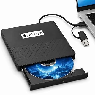 External CD/DVD Drive for Laptop, USB-A & Type-C CD Burner Reader | 2-in-1 DVD Burner & Player, Portable USB Optical Drive for PC Mac, CD Reader Writer Compatible with Windows, macOS & Linux - Amazon product rated Grade A