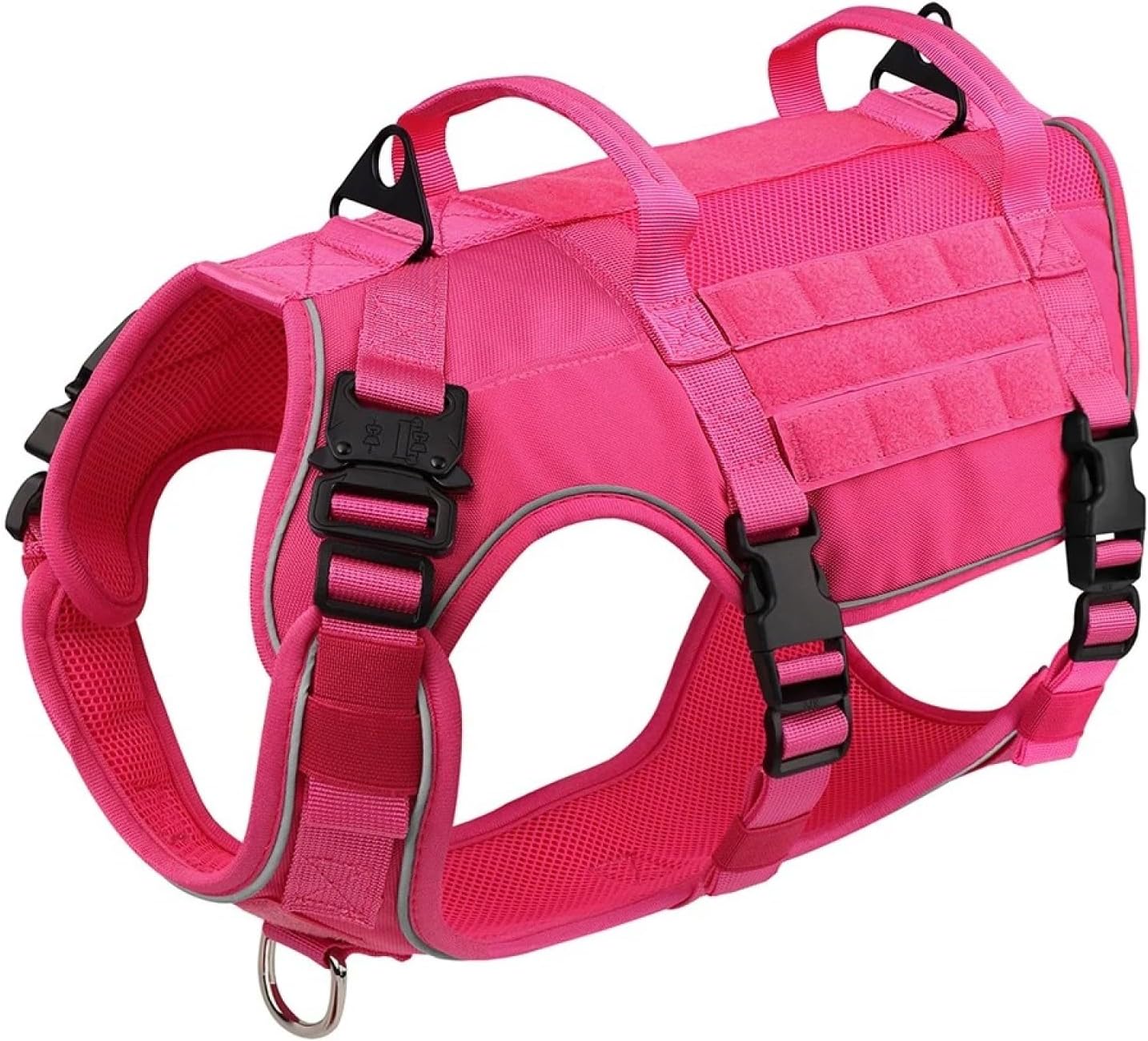 Outdoor Reflective Adjustable Nylon Pet Harness Military Tactical Dog Camping Training Hunting Harness for Medium Large Dog,Khaki,M