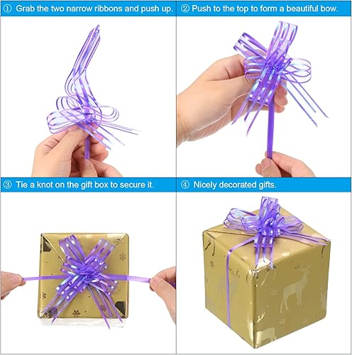 Miniatura 5 de PATIKIL Lazos de gasa de 2.4 pulgadas, paquete de 40 lazos de cuerda para envolver regalos, corbatín decorativo para bodas, fiestas, cumpleaños,