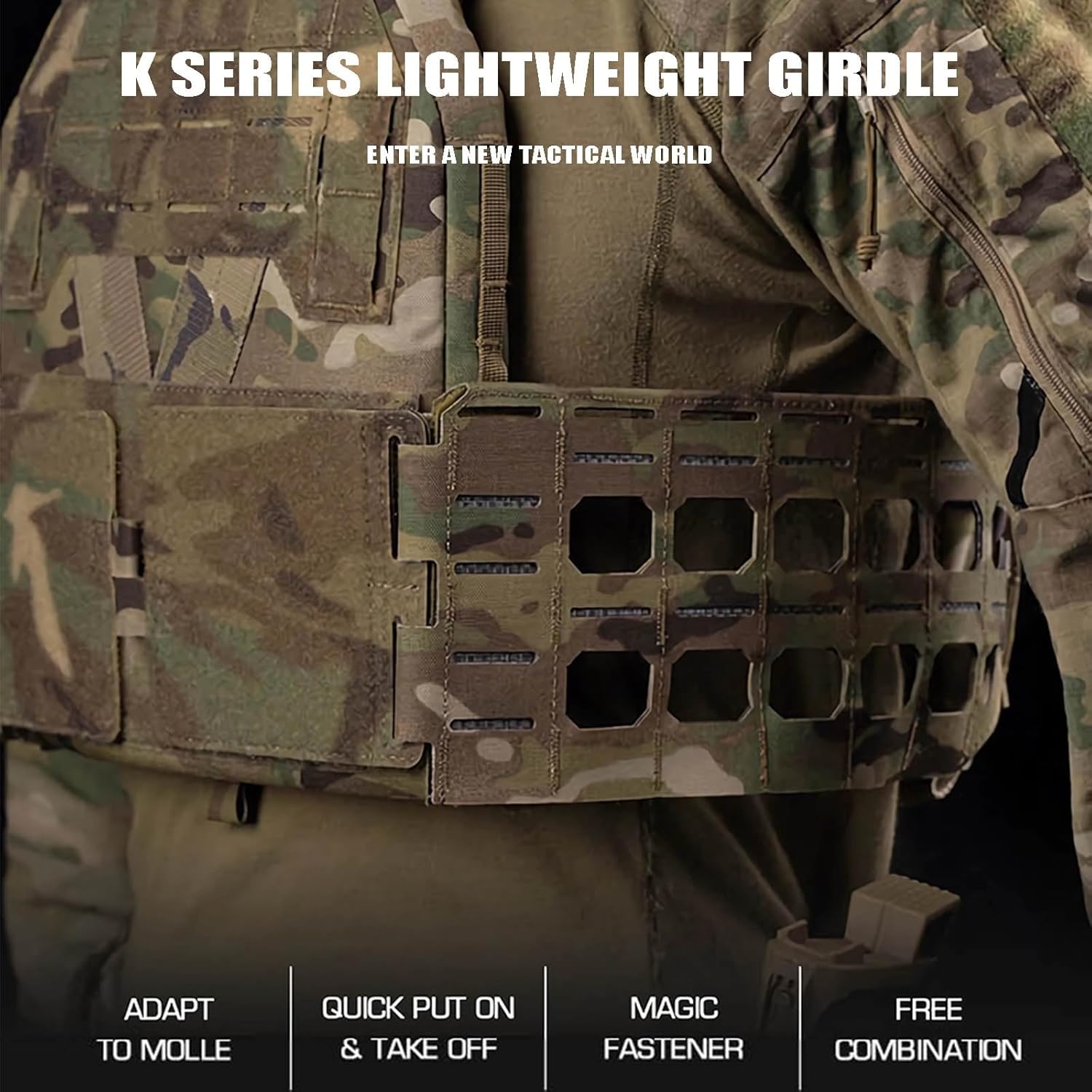 Quick-Release Elastic Cummerbund for MOLLE Vest – Tactical Lightweight Side Belt Girdle Set