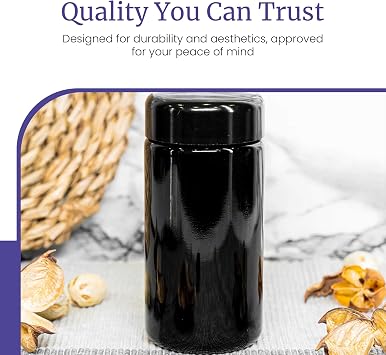 Infinity Jars Tall Screw Top Jar 100 Ml (3.3 fl oz), UV Black Glass Airtight Smell-Proof Container for Coffee, Tea, Dried Goods, Refillable Tall Jar for Long-Term Kitchen Storage Pack 3
