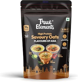 True Elements High Protein Savoury Oats - Flavours Of Asia - Pack of 6 Price In India