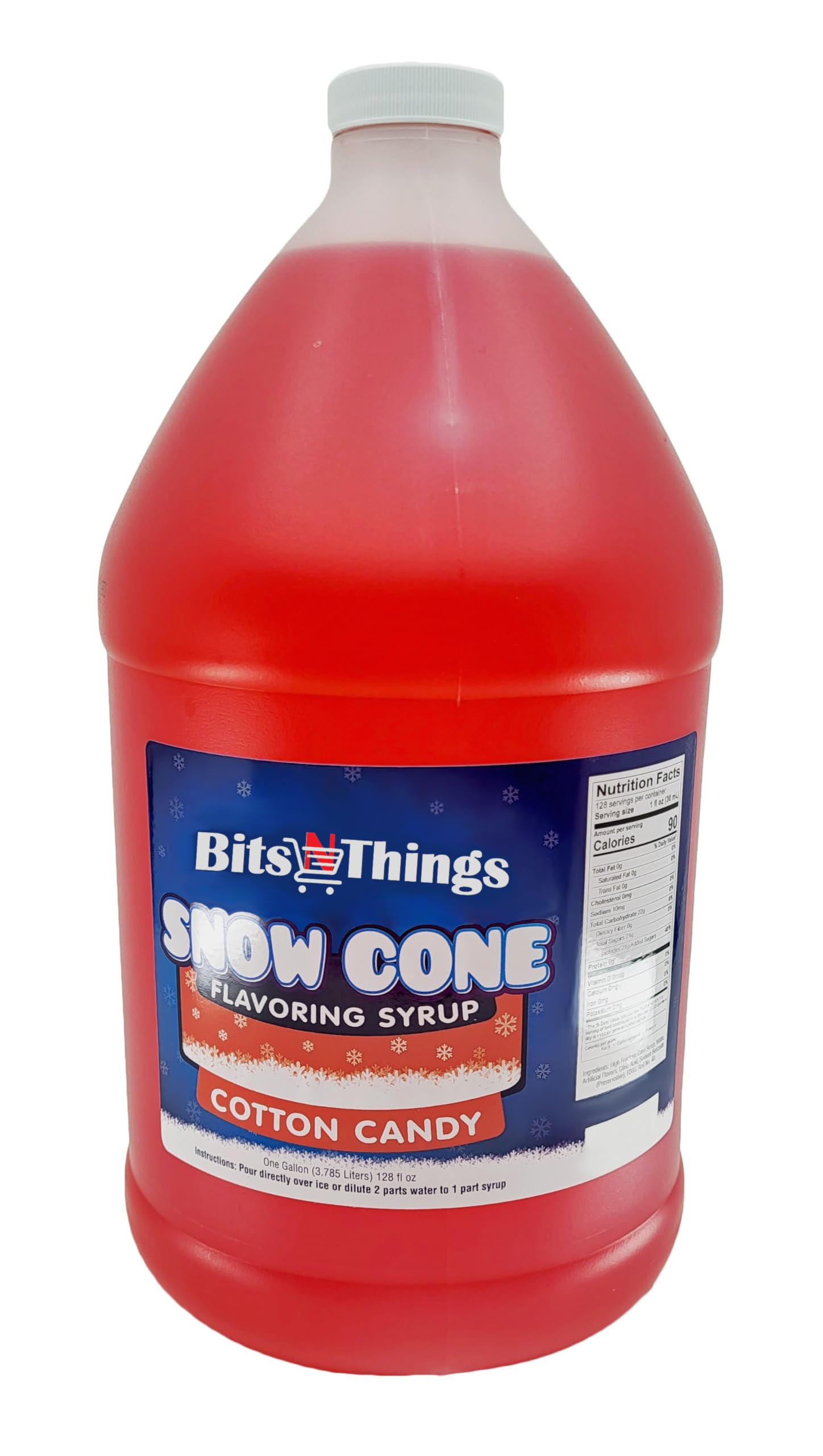 Bits N Things Cotton Candy Flavoring Syrup | Gluten-Free | Snow Cone and Snowball | 128 oz.
