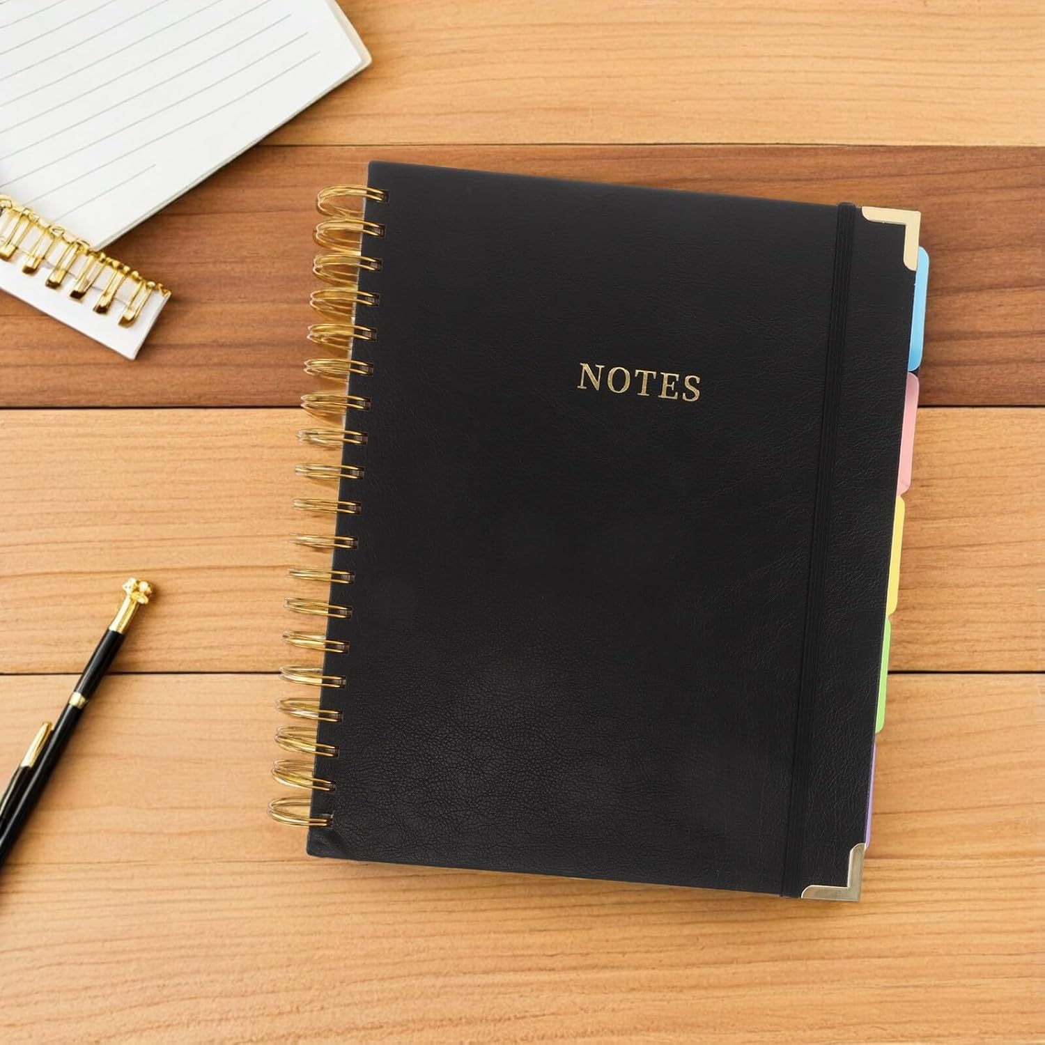 OATIPHO Pu Leather Spiral Notebook Journal A5 Size, 300 Pages Lined Hardcover Budget Planner for Students and Office, Monthly Money Organizer for Travel and Work