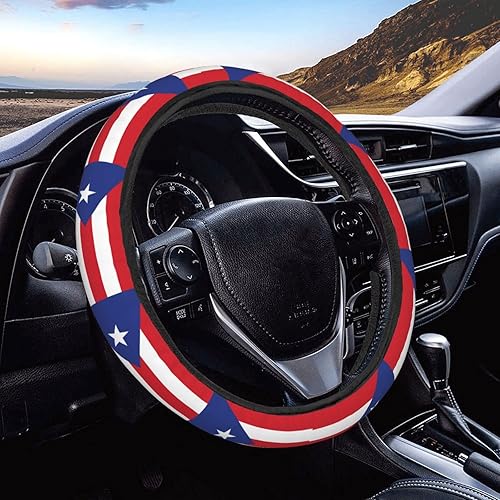 Flag of Puerto Rico Steering Wheel Covers Anti Slip Elasticity