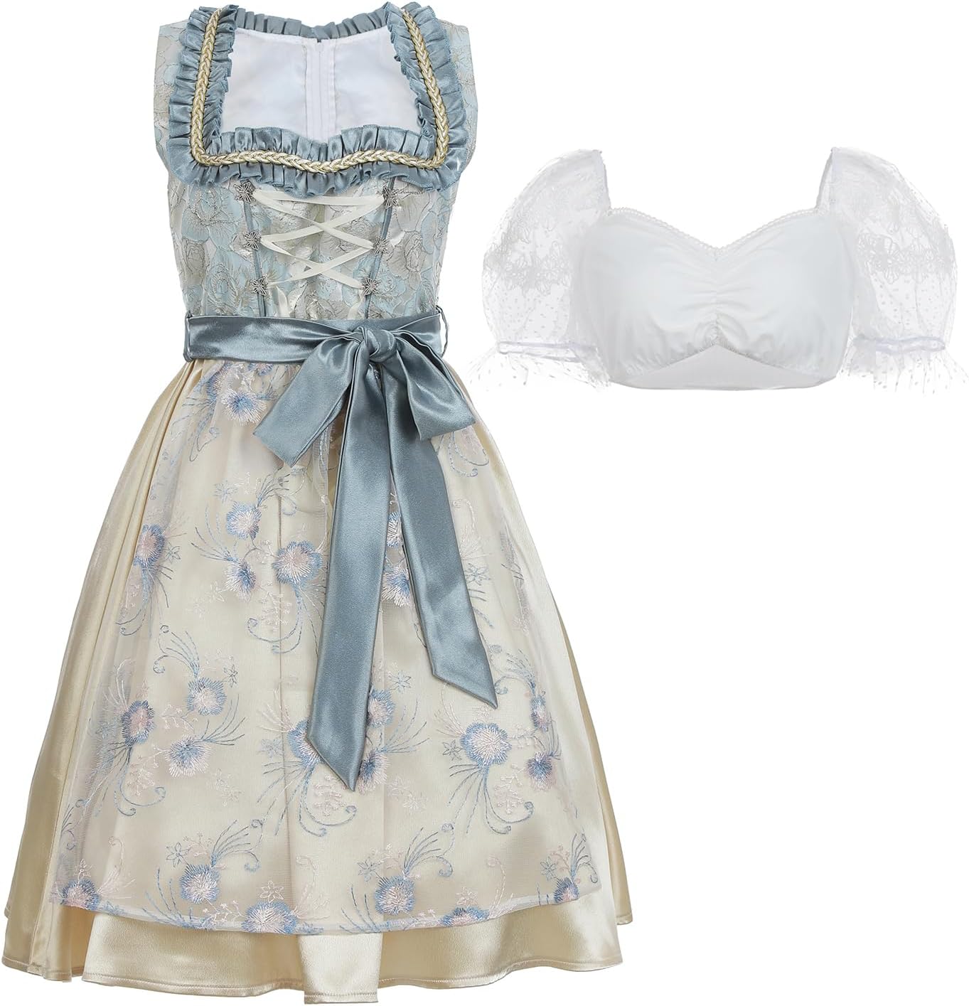 LTAKK Dirndl Dresses Women Oktoberfest Outfits Bavarian Costume German Traditional Beer Girl Outfit with Dirndl Blouse