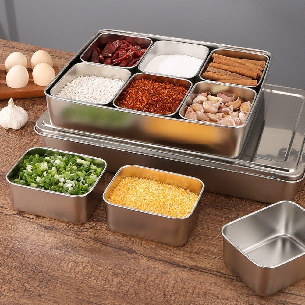 Zestaw premium Masala Dabba – 8-komorowe pudełko na przyprawy z pokrywką, stylowy i trwały indyjski organizer na przyprawy do przechowywania w kuchni, idealny do przypraw i gotowania niezbędnych