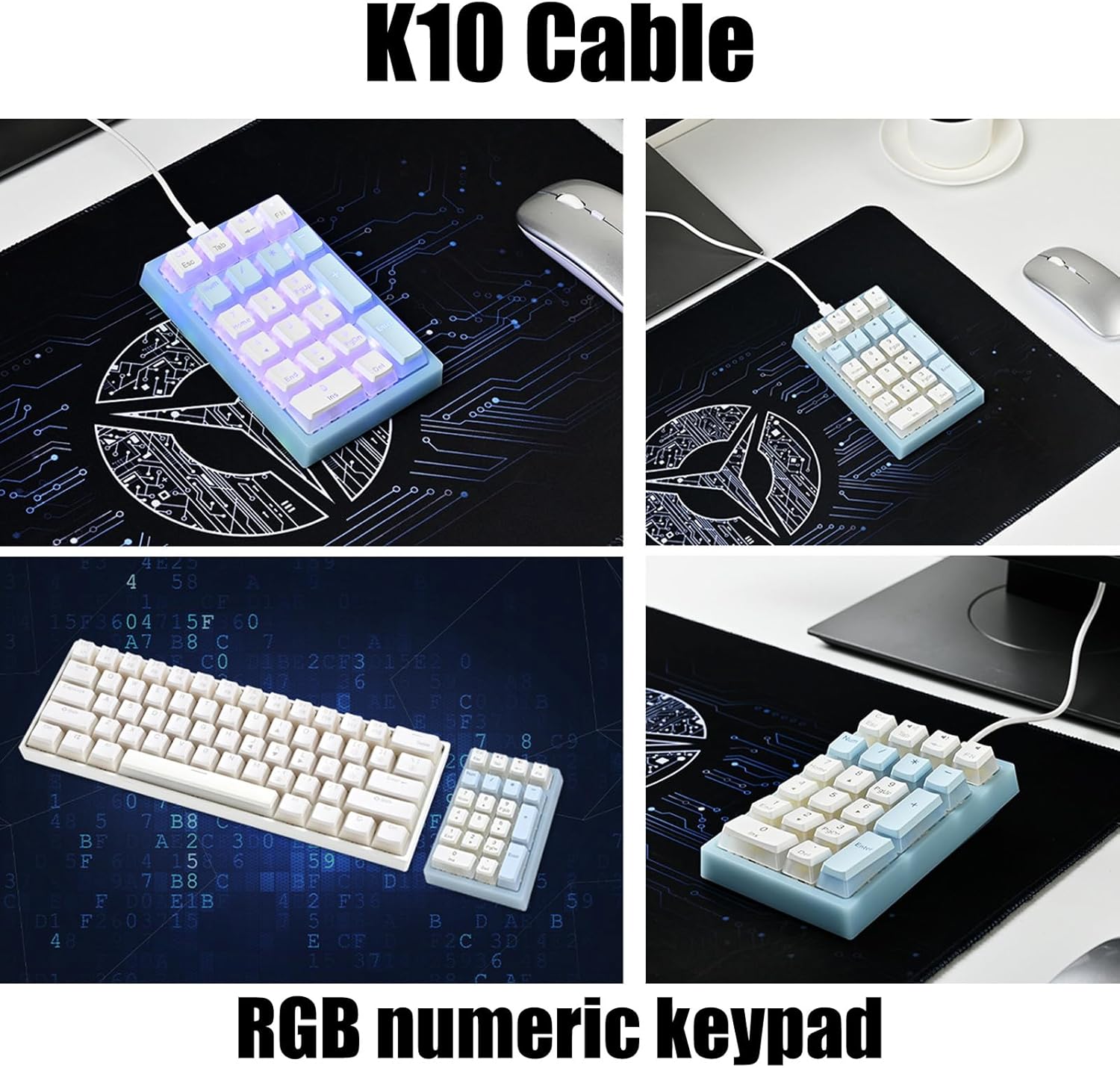 Number Numberpad Mechanical USB C Corded Numeric Keypad with LED Backlit 21 Key Numpad for Laptop Desktop Computer PC