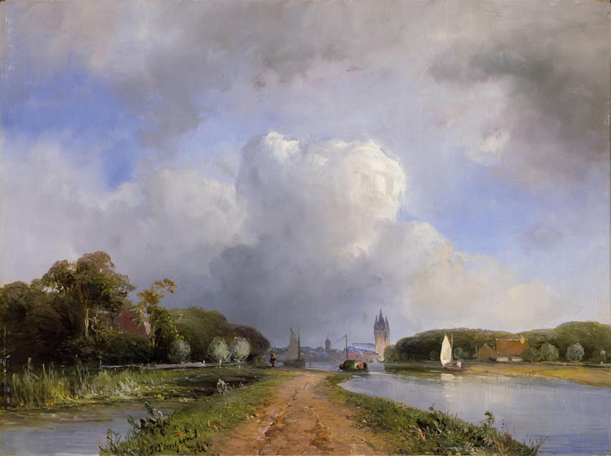 POSTERIIk Vintage Print Pop Art Landscape Artwork View of the Vliet Near Delft by Johan Barthold Jongkind Art Prints for Office Home Decor 60x90cm