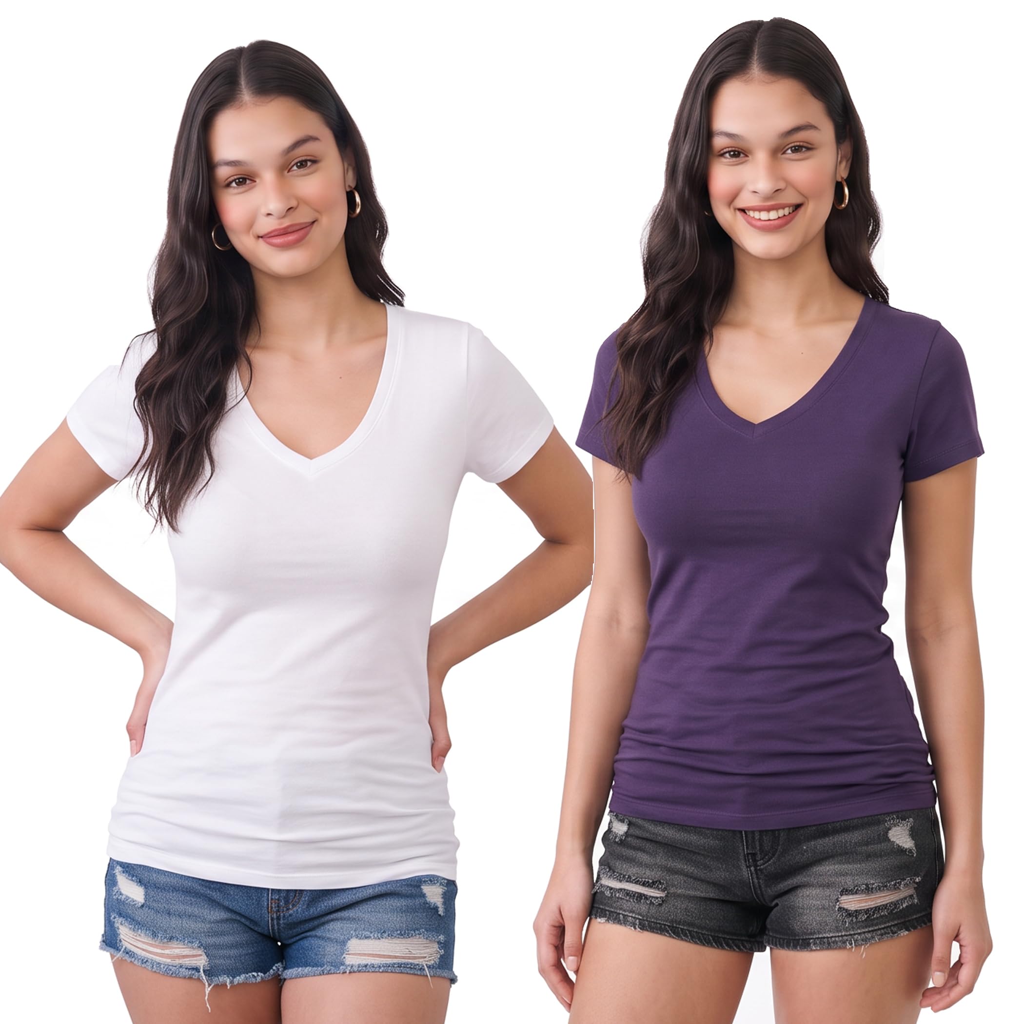 Emmalise T-shirt à manches courtes et col en V pour femme