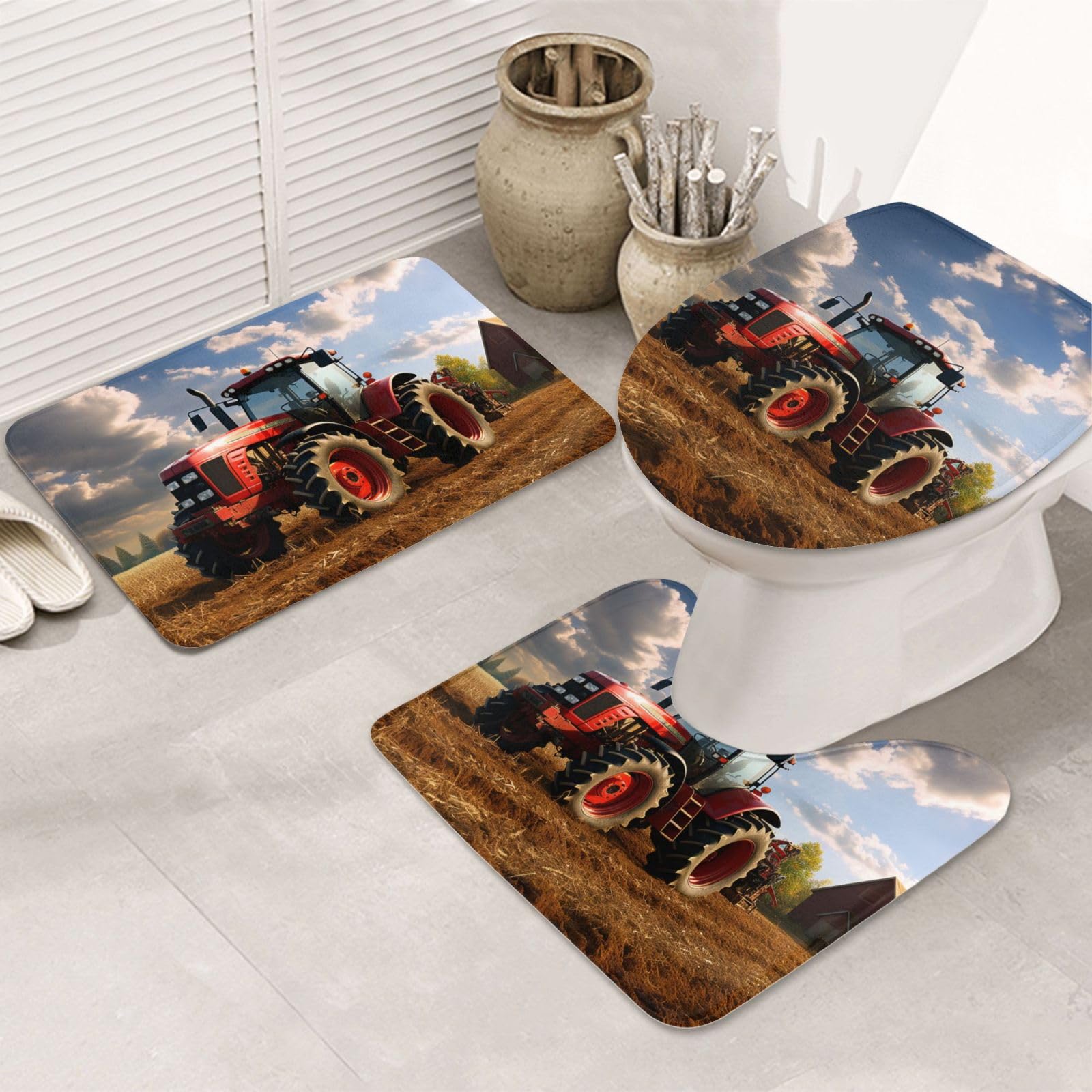 Tapis de salle de bain tracteur lot de 3 absorbants et antidérapants