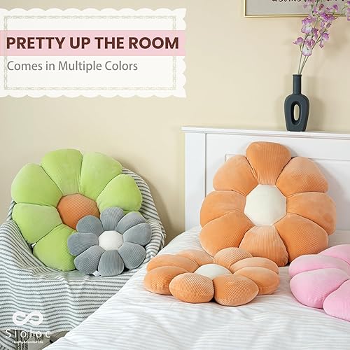 Vista 43 de Sioloc - Almohada en forma de flor, cojín de suelo, cojín de asiento, bonita decoración de habitación y almohada de felpa para dormitorio, sofá