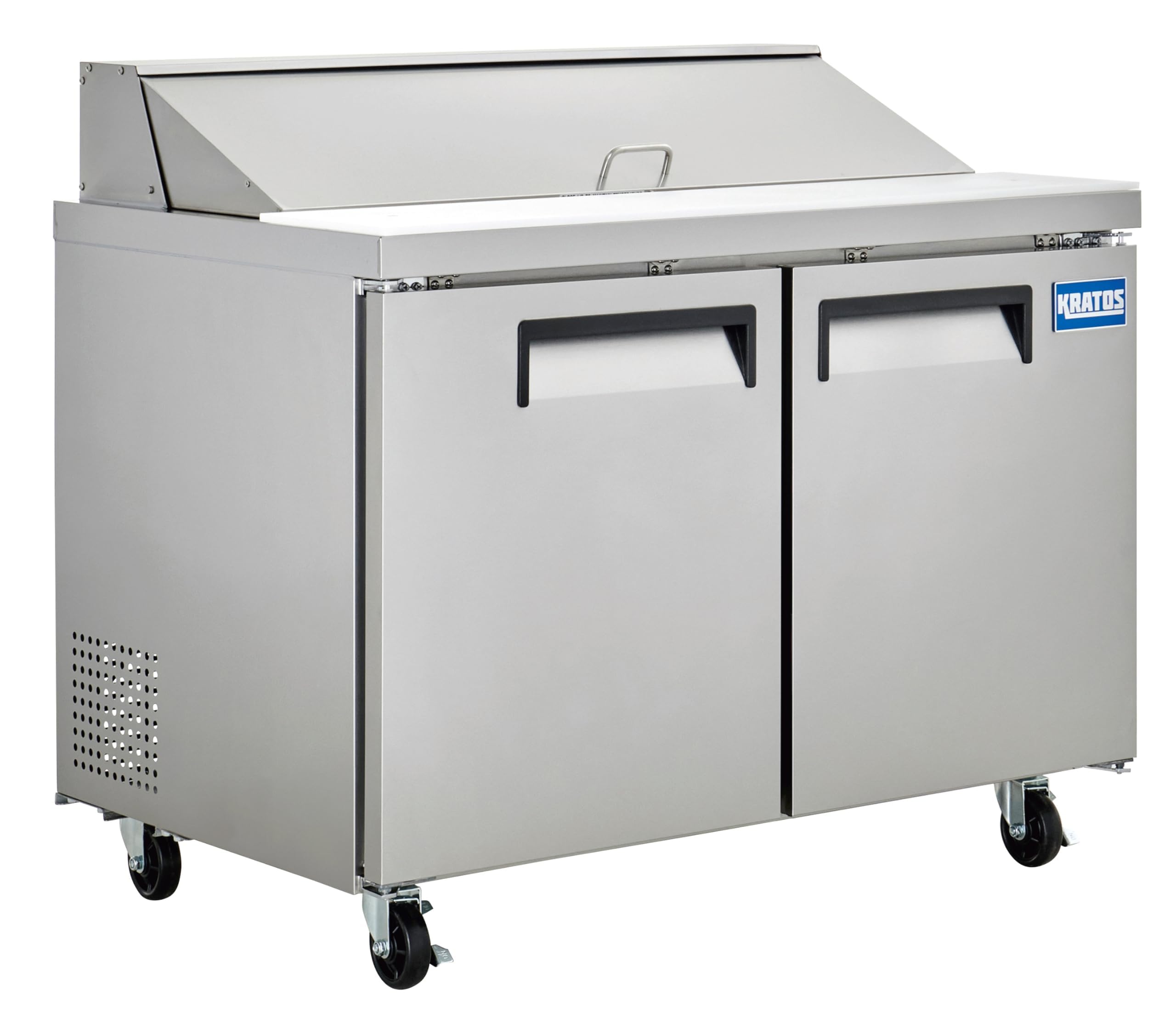 Kratos 69K-770 Commercial Refrigerated Sandwich/Salad Prep Table | Mobile 48" Wide Two Door Stainless Steel Prep Table | 12 Pan Capacity | Cutting Board Included | 115V | ETL Certified