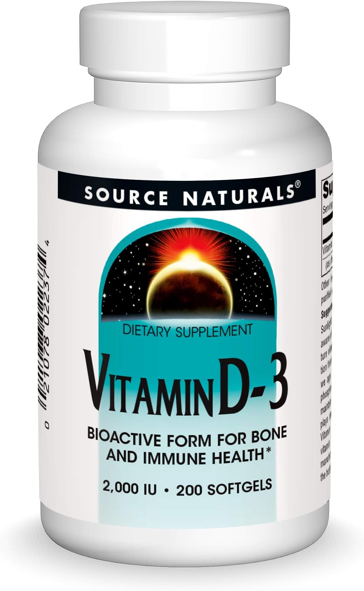 Vitamin D-3 2000 iu Supports Bone & Immune Health - 200 Softgels