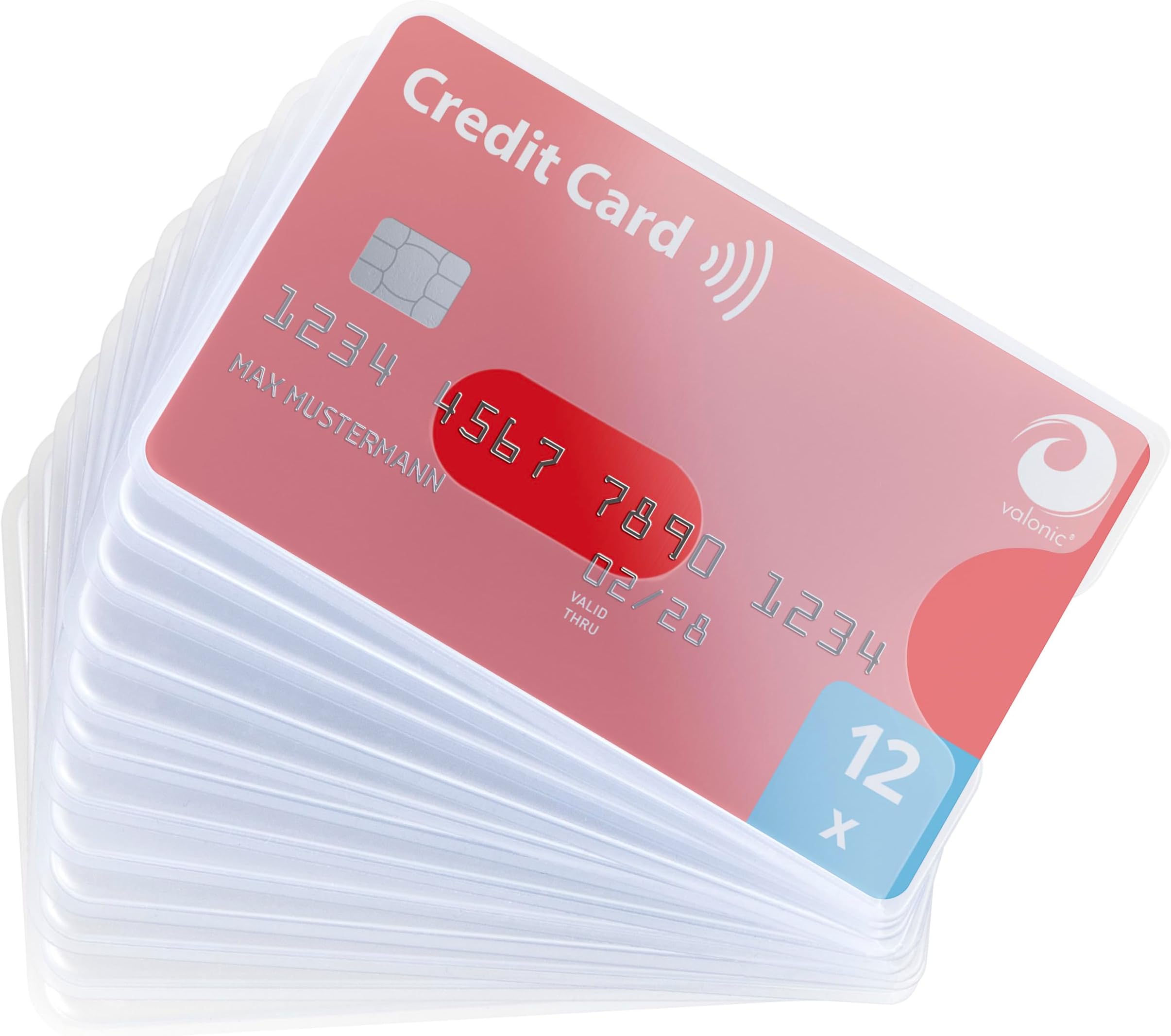 credit card sleeves - 12-pack - sturdy transparent plastic sleeves - protector sleeves