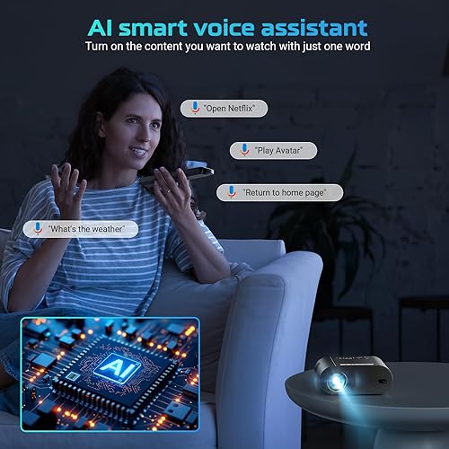 Miniatura 3 de Google TVcontrol de voz Proyector inteligente GooDee 4K UHD con WiFi y Bluetooth, proyector de películas portátil con Netflix  Prime Video  YouTube