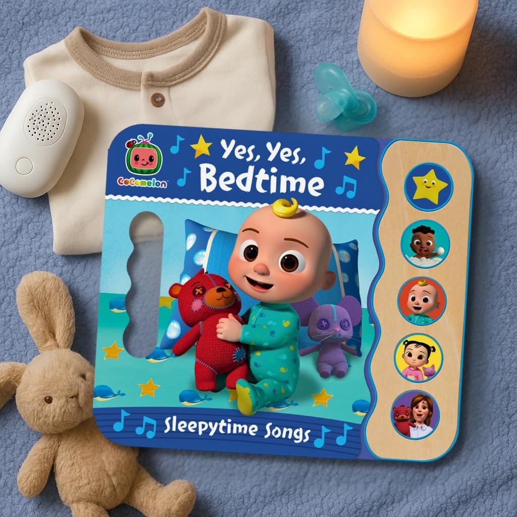 Cocomelon Yes, Yes Bedtime 5-Button Song Book: Sing and Read Toy Book with JJ and Friends, Ages 2-7      Board book – Sound Book, March 5, 2024