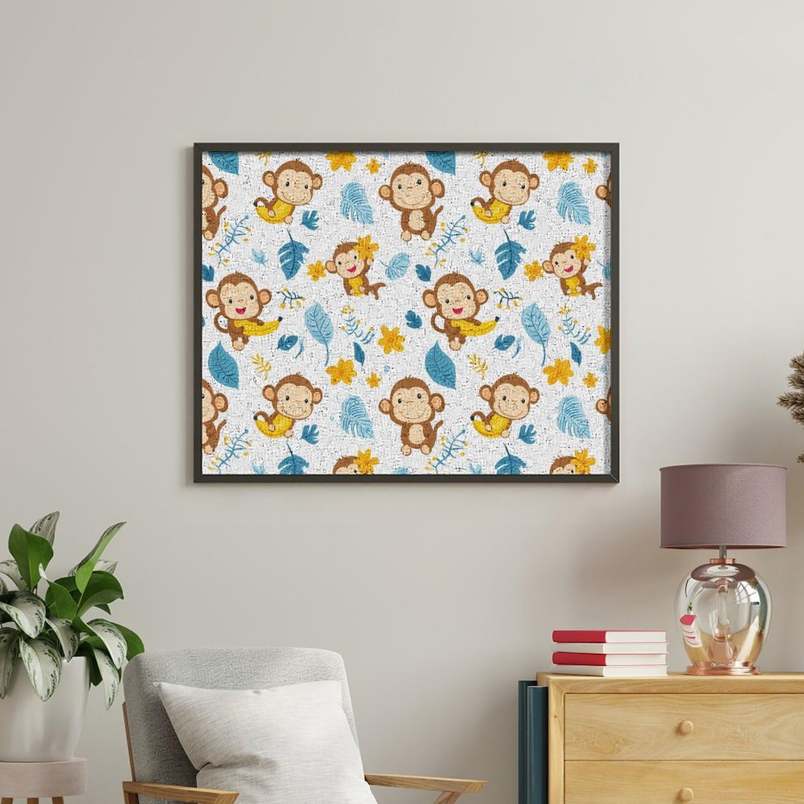 Malen nach Zahlen mit niedlichem Affen-Motiv, für Erwachsene und Anfänger, bunt, DIY, einfaches Malen für Zuhause, Wanddekoration
