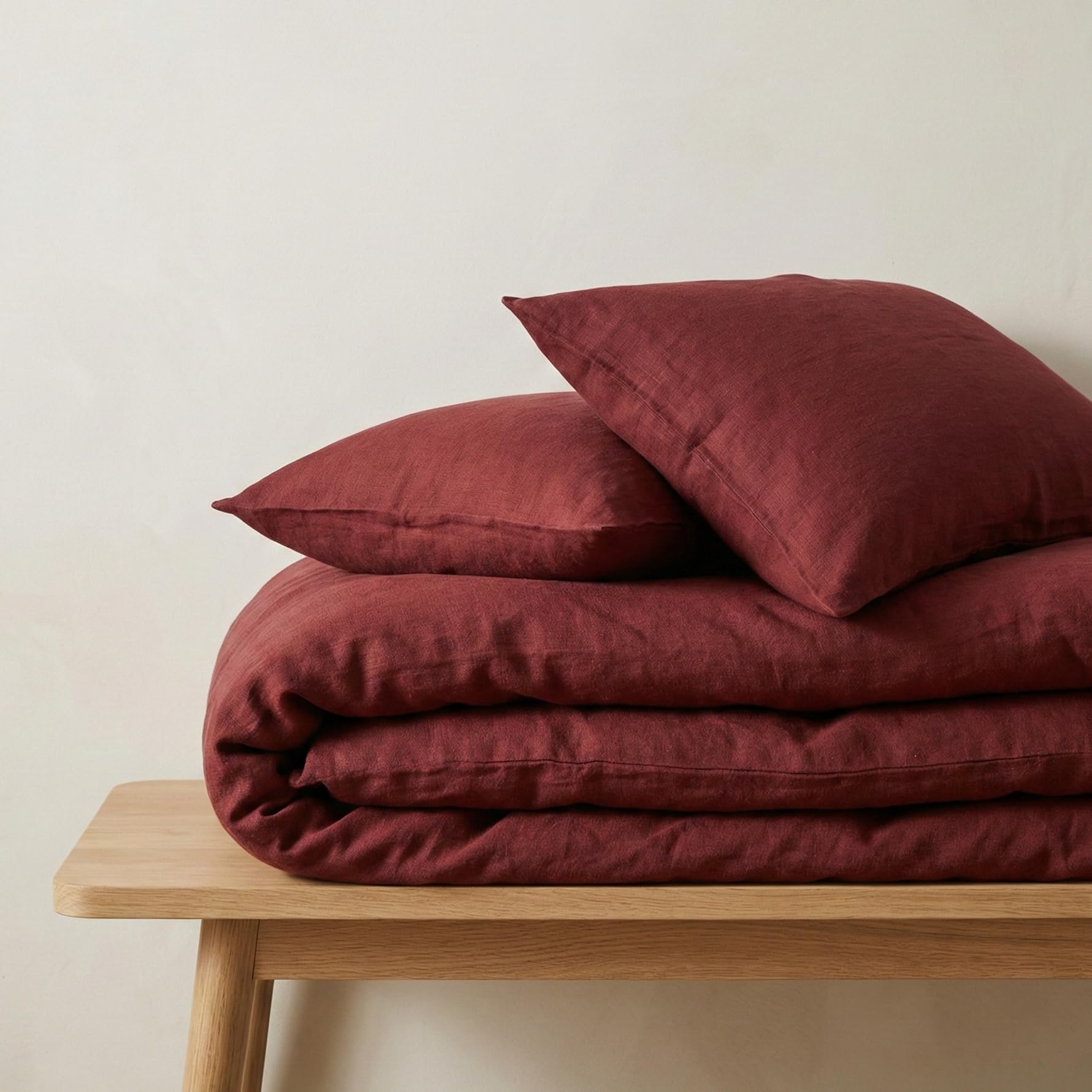 the tangerine store duvet cover set - 100% pure linen bedding, breathable & thermoregulating comfort, handmade luxury - berry, king (u.s. standard) (102" x 90")