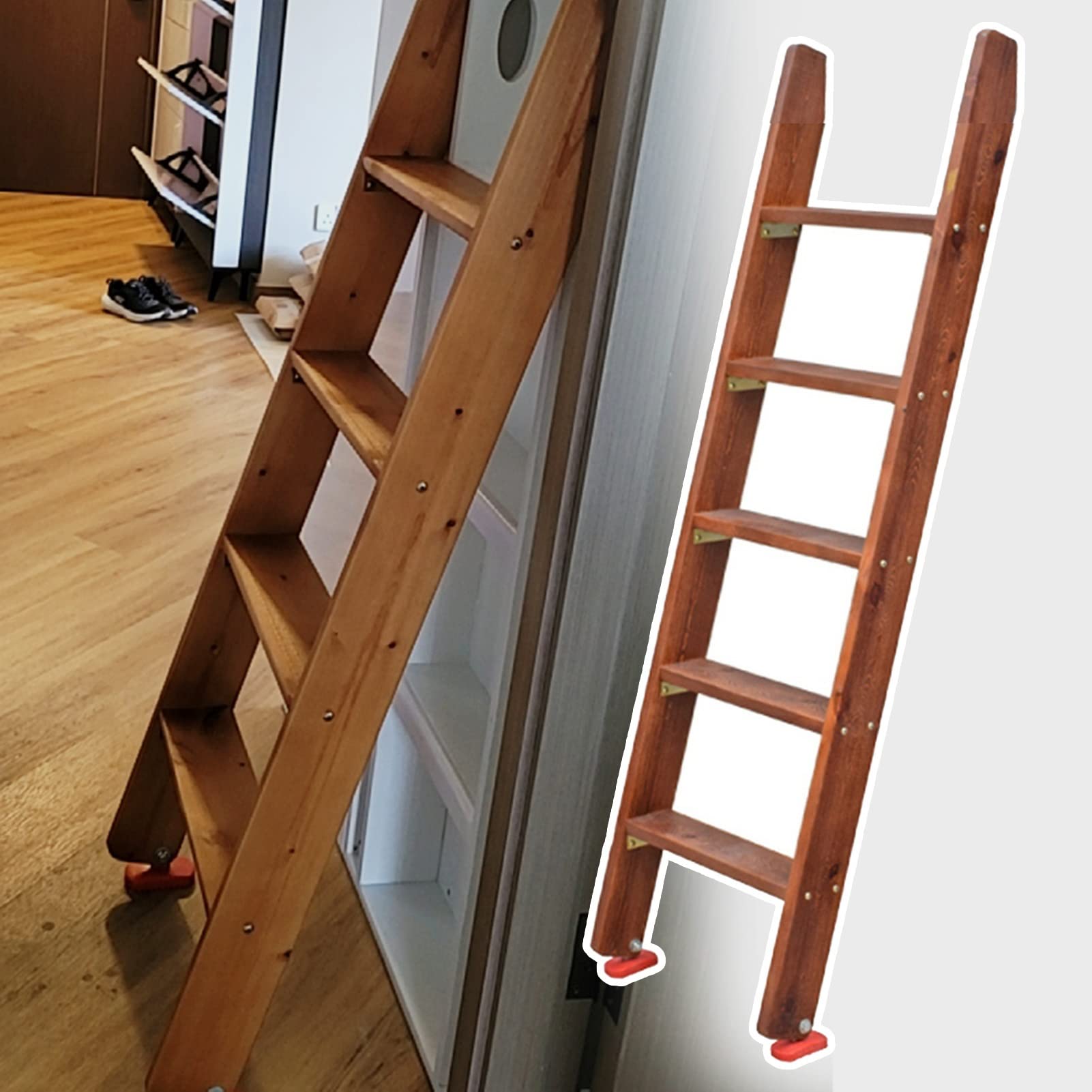 Échelle de lit superposé rétro en bois 150 cm pour armoire de cuisine et chambre