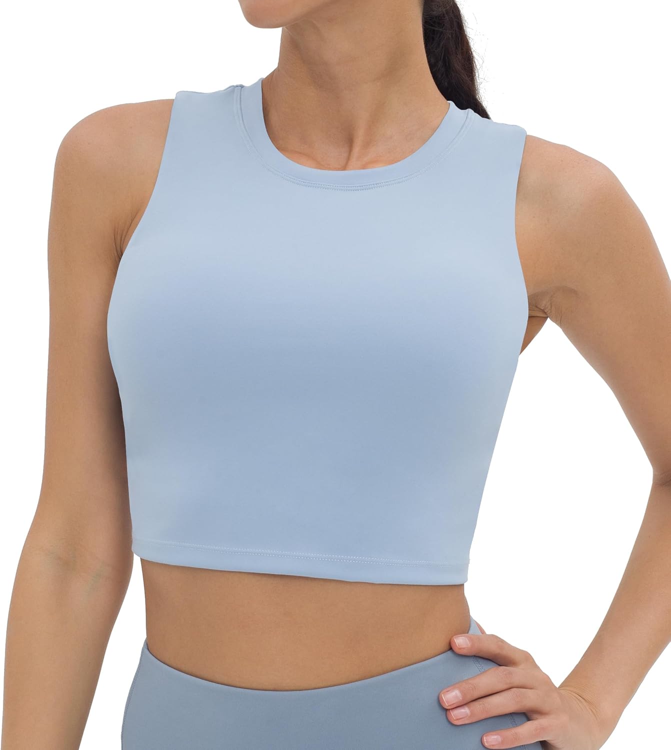 V VOCNI Nursing Tank Tops for Breastfeeding Crew Neck Sleeveless Maternity Tank Tops Sports Bras Workout Pregnancy Crop Tops - Image 2