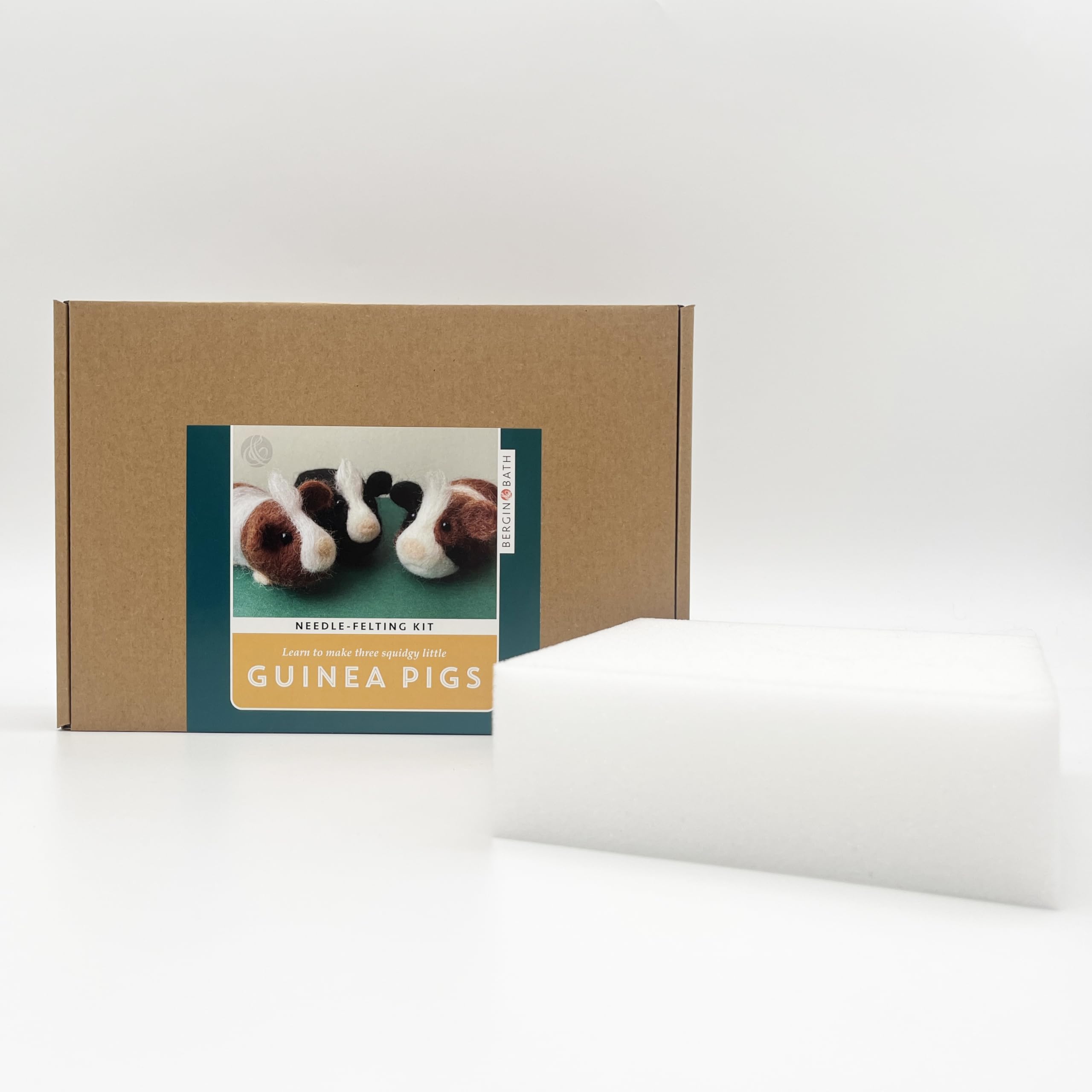 Bergin & Bath Needle Felting Kit, Guinea Pigs. Make Three Cute Little Guinea Pigs with This Planet Friendly Craft kit for Adults and Teens. (with Felting Mat)
