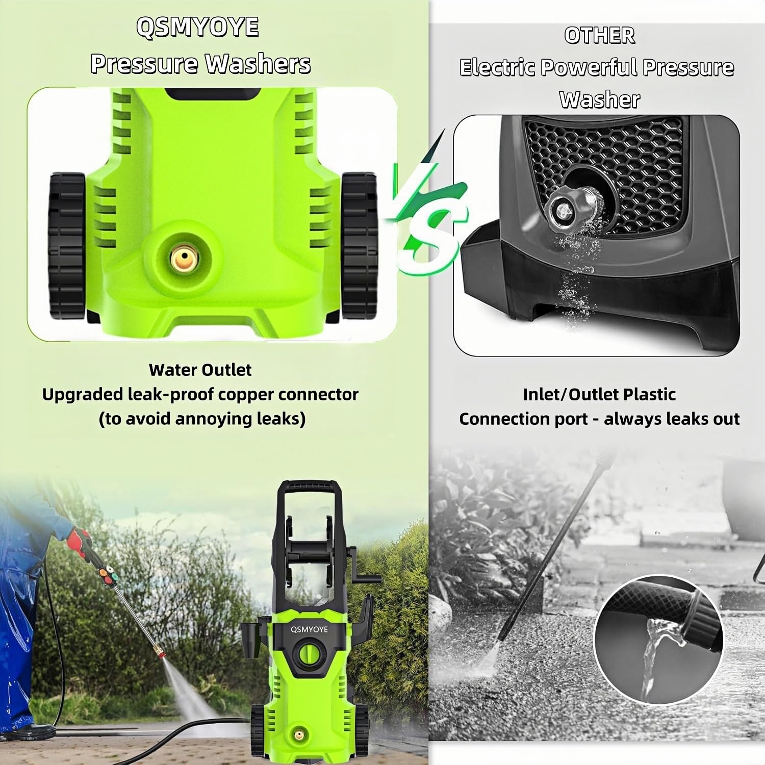 Idropulitrice, 2200W 150Bar Pressione di Esercizio, Portata 540l/H con Ugello Regolabile, Idropulitrice Professionale per Auto, Recinzioni, Terrazze | Tubo Flessibile da 10 m Incluso