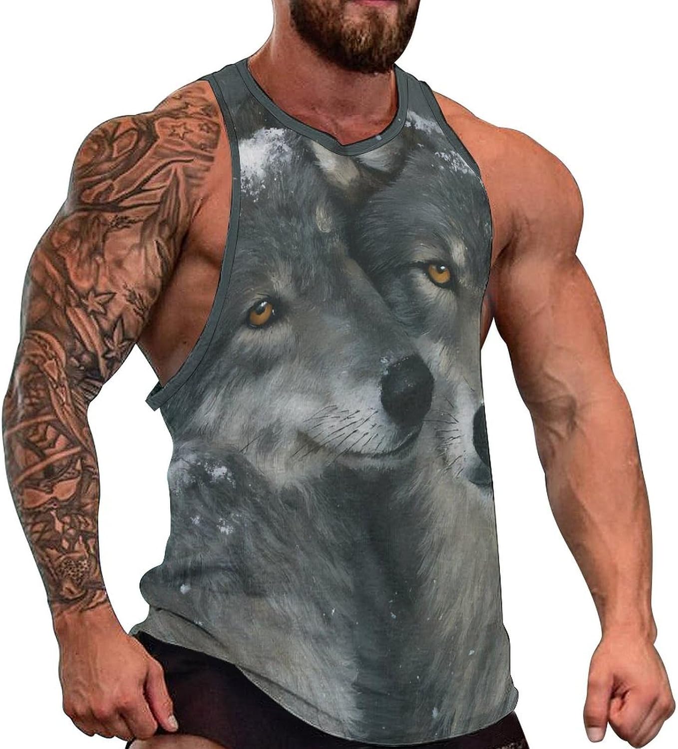 Two Wolves in Snow Mens Breathable Printed Tank Top 5XL