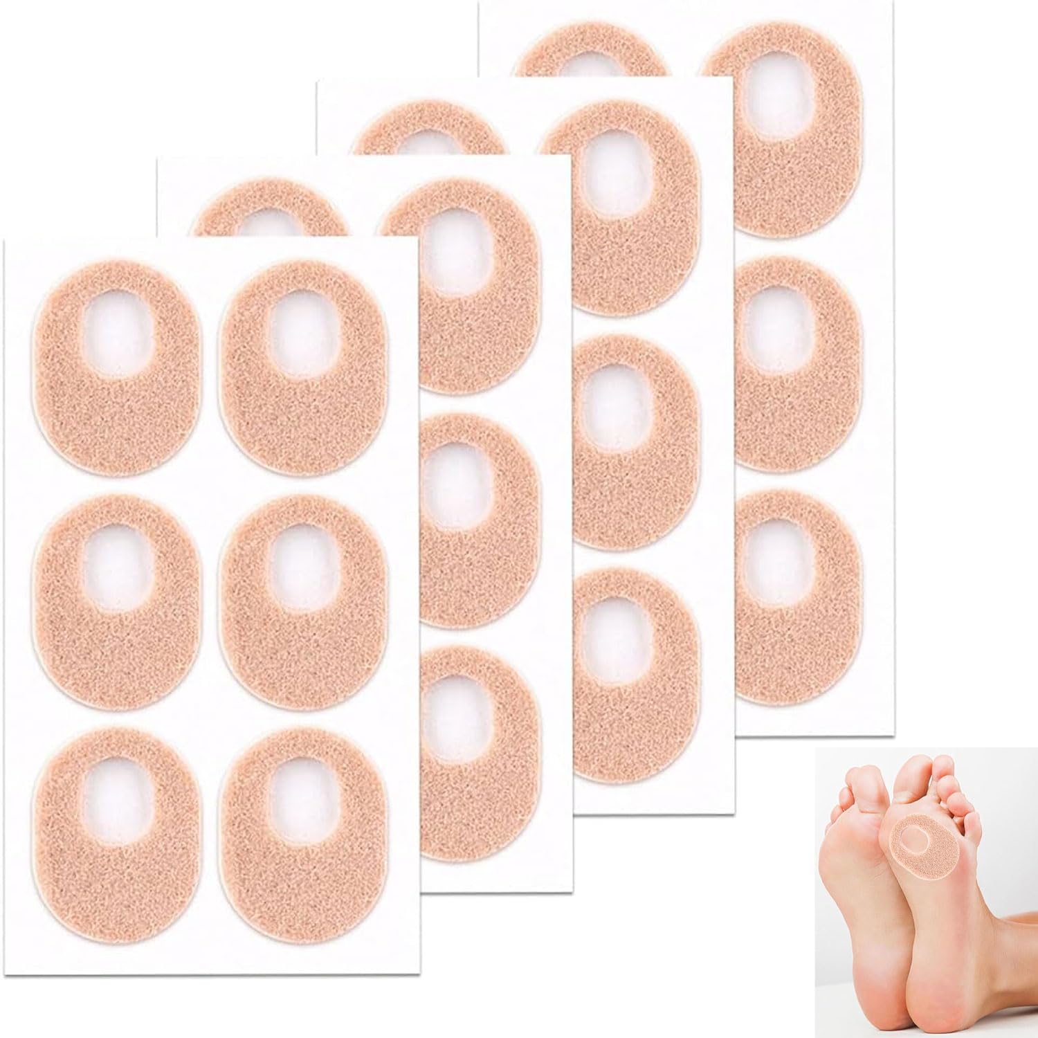24 PCS Almohadillas para Callos,Anillos Protectores de presión,tiritas para Callos,tiritas para Rozaduras en los pies,Almohadillas para callosidades,Protectores autoadhesivos para Callos