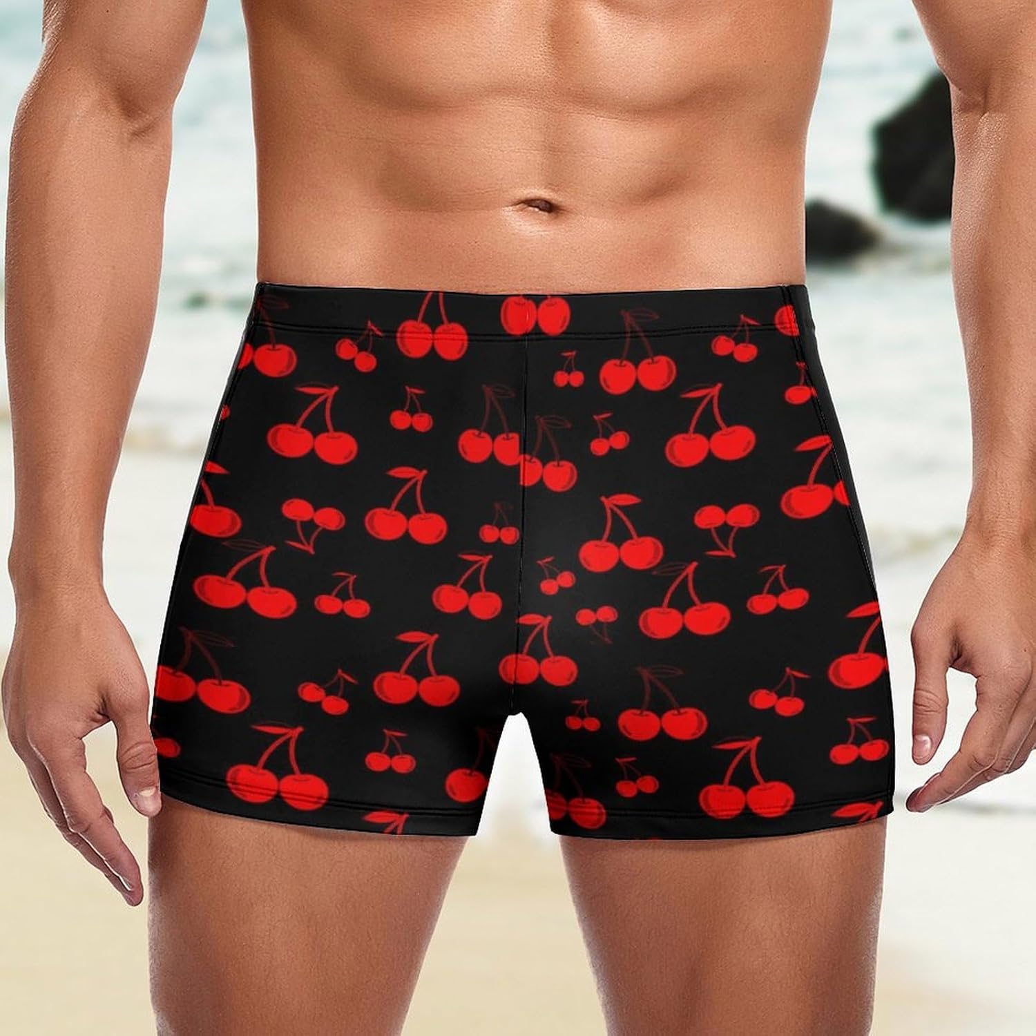 Men's Athletic Swim Trunks, Adult Lightweight Breathable Boxer Swimwear Swim Briefs for Summer