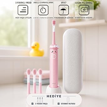 Mioji Oral B2 Kids Care  arj Edilebilir Di  F r as  Pembe + 4 Adet F r a Ba l k