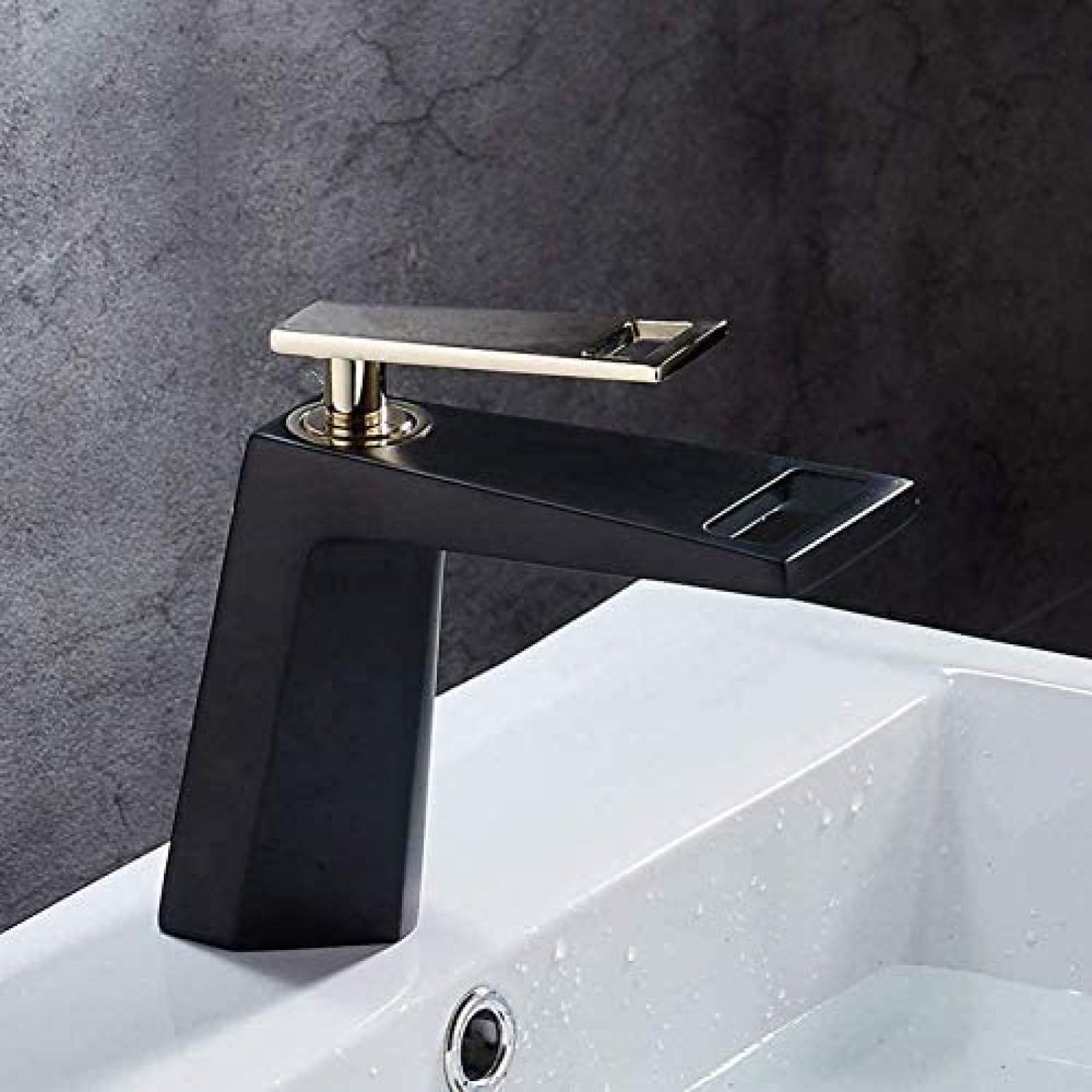 Wasserhahn, Badezimmer-Wasserhahn, Kaskaden-Waschtischarmatur, Einloch-Mischwasserhahn, Leitungswasser, kaltes Wasser