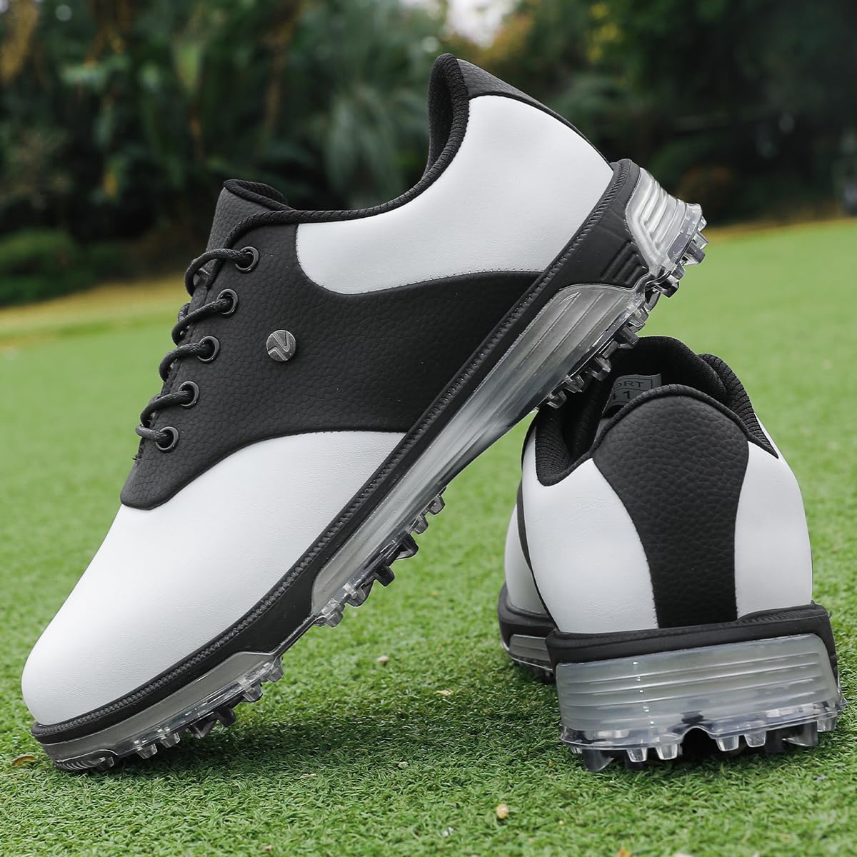 ULTIANT Golfschuhe Herren wasserdichte Feste Spikes mit TPU-Schutz rutschfest für Golfplatz Freizeit