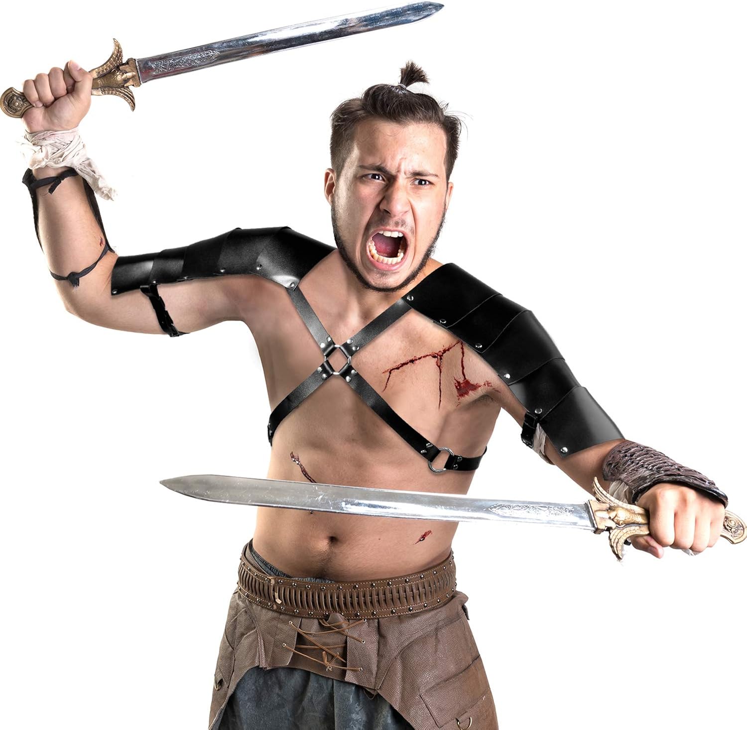 Leather Shoulder Armor Buckles Black Steampunk Chest Harness for Party Cosplay Halloween : Clothing, Shoes & Jewelry