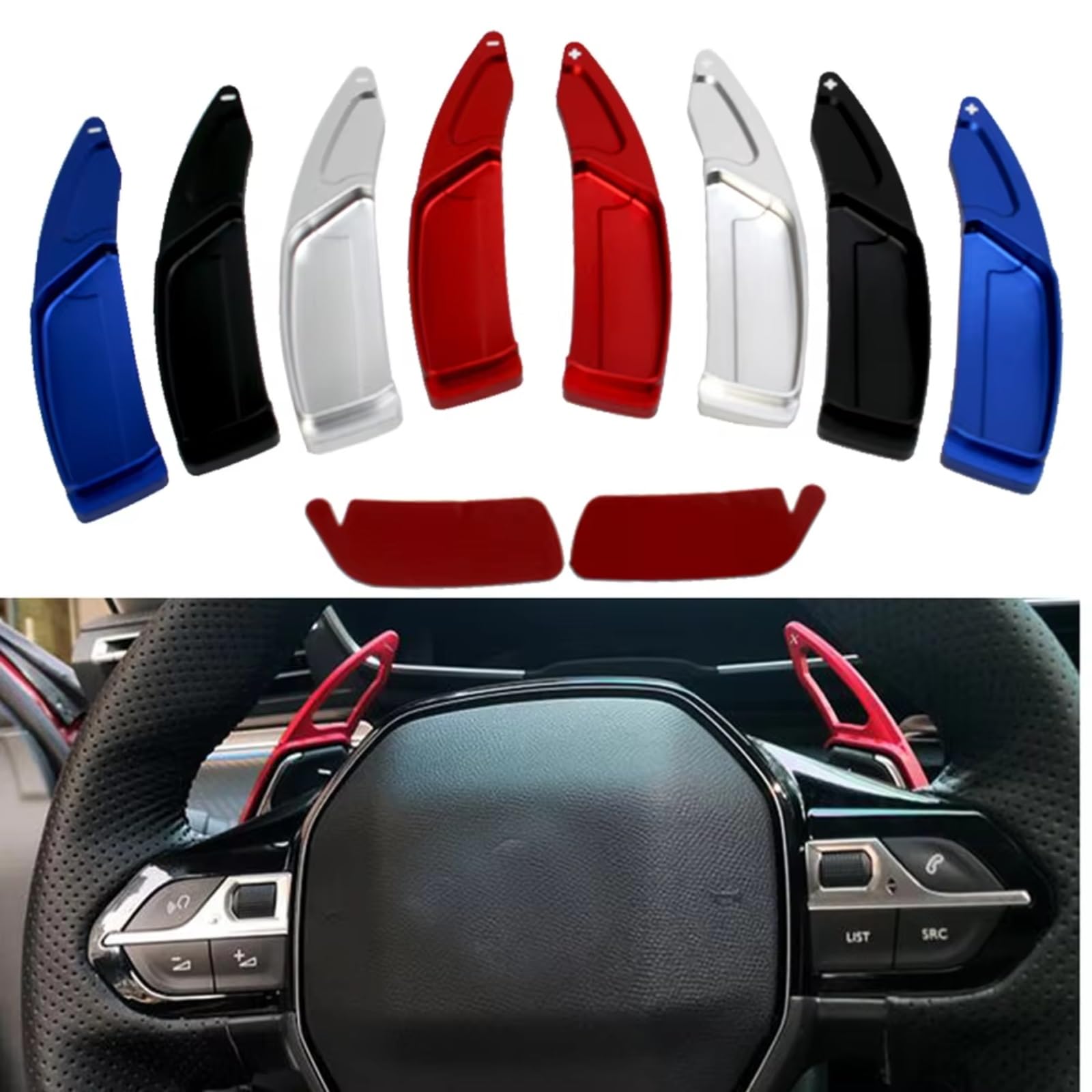 Paletta Cambio Compatibile Con Peugeot 3008 Volante Per Auto Paddle Shifter Shifters Paddle Extension Gear(Black)