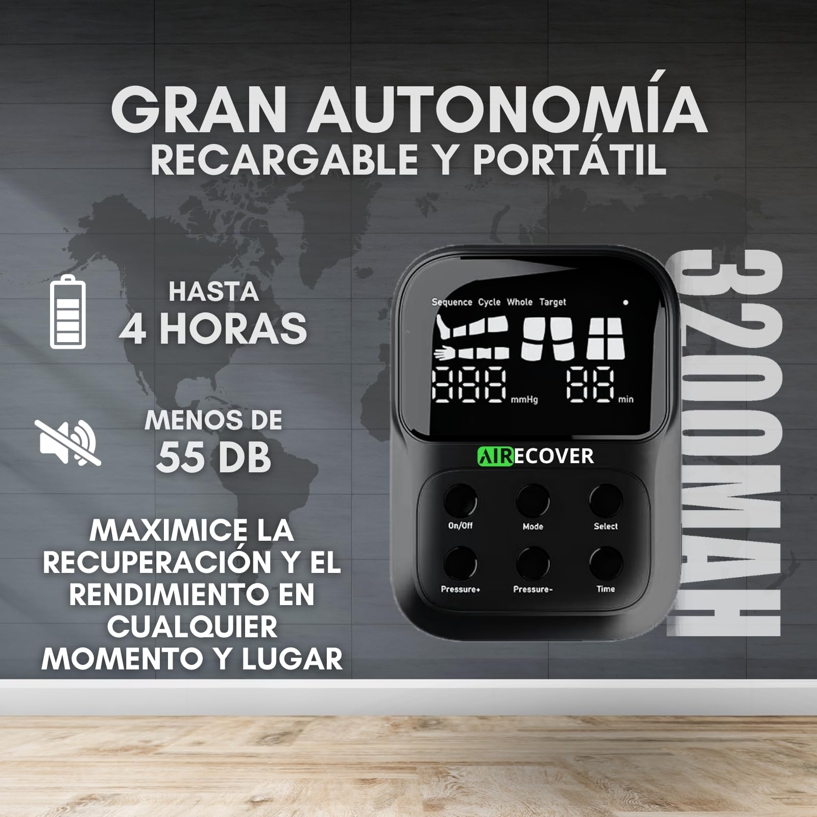 Presoterapia para Casa, Masajeador de Piernas Inalámbrico y Recargable, Botas de Compresión para Circulación, Recuperación Muscular, Drenaje Linfático y Celulitis, Batería de 4H (L)