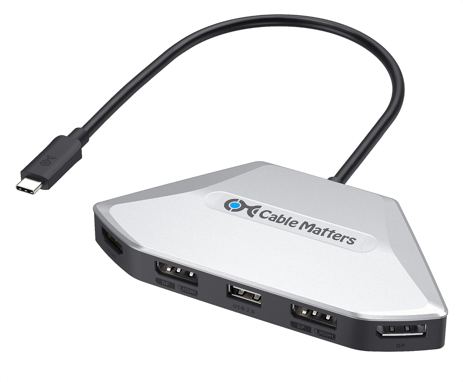 Cable Matters 4K Quad Display USB C MST Adapter with Dual-Function HDMI 2.1/DisplayPort 2.1 Ports, Windows Only, Up to [4X 4K@60Hz, 140W Charging], USB C Hub for 4 Monitors, Thunderbolt 4/5 Compatible