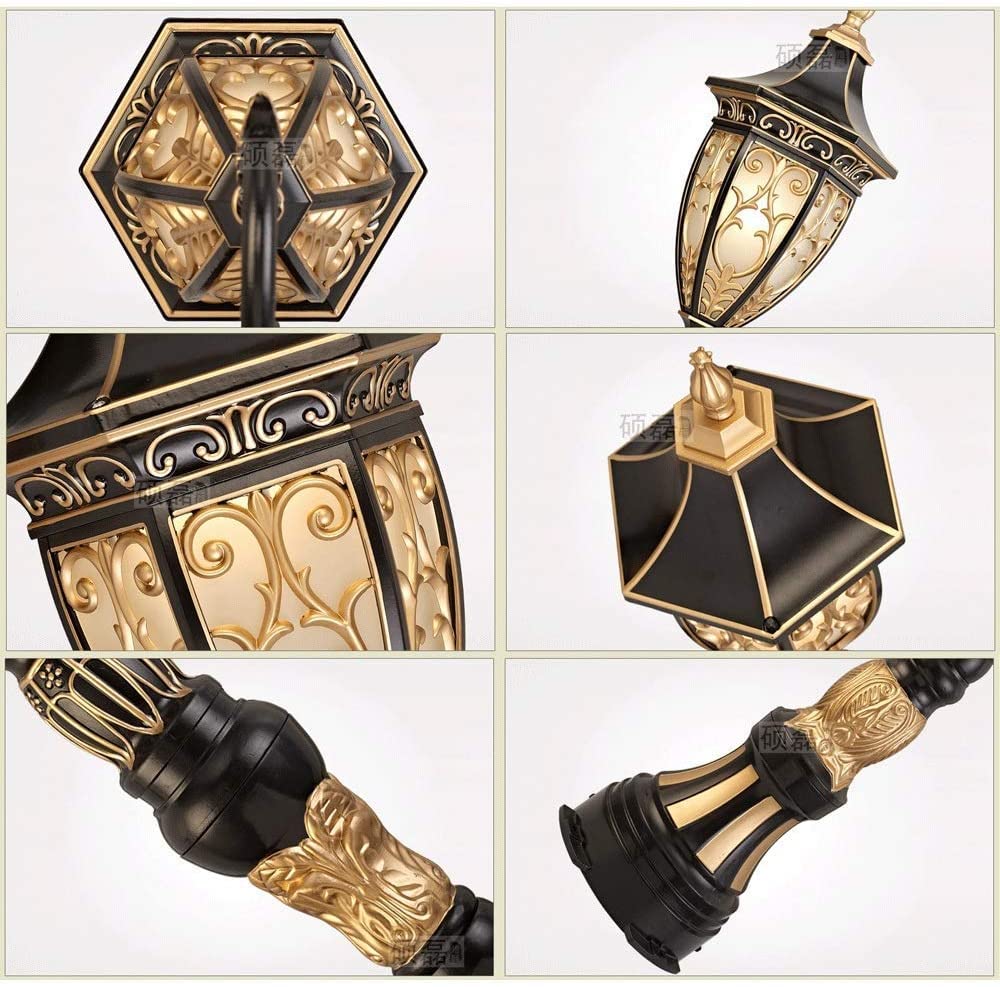 Lampe sur Poteau/Pilier Vintage E27 à 2 lumières, Style européen, étanche, idéale pour Jardin, Villa, Parc ou Rue.,