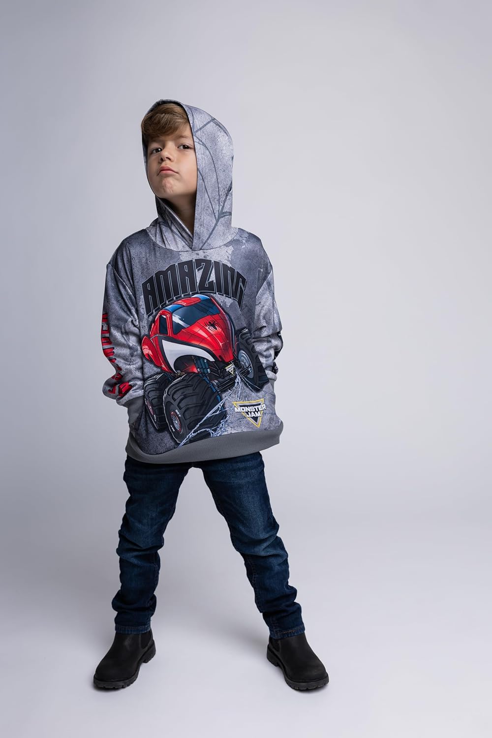 Monster Jam Marvel's Monster Trucks Fleece Athletic Pullover Hoodie Toddler to Big Kid Sizes (2T - 10-12) - Image 2